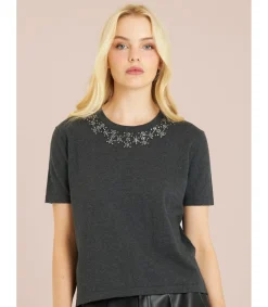 Alma en Pena Camisas|CAMISETA CON CUELLO PEDRERÍA
