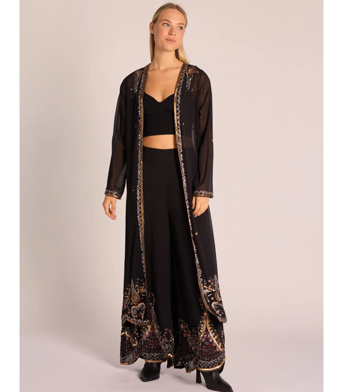 Alma en Pena Chaquetas|KIMONO LARGO ABALORIOS