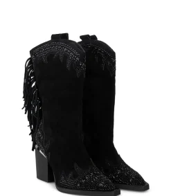 Alma en Pena Botas De Tacón|MEDIA BOTA BRILLANTE FLECOS