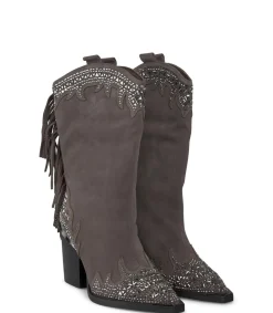 Alma en Pena Botas De Tacón|MEDIA BOTA BRILLANTE FLECOS