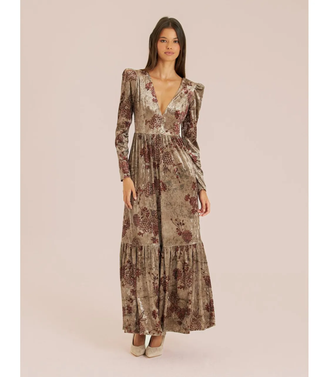 Alma en Pena Vestidos Largos|VESTIDO TERCIOPLEO ESTAMPADO